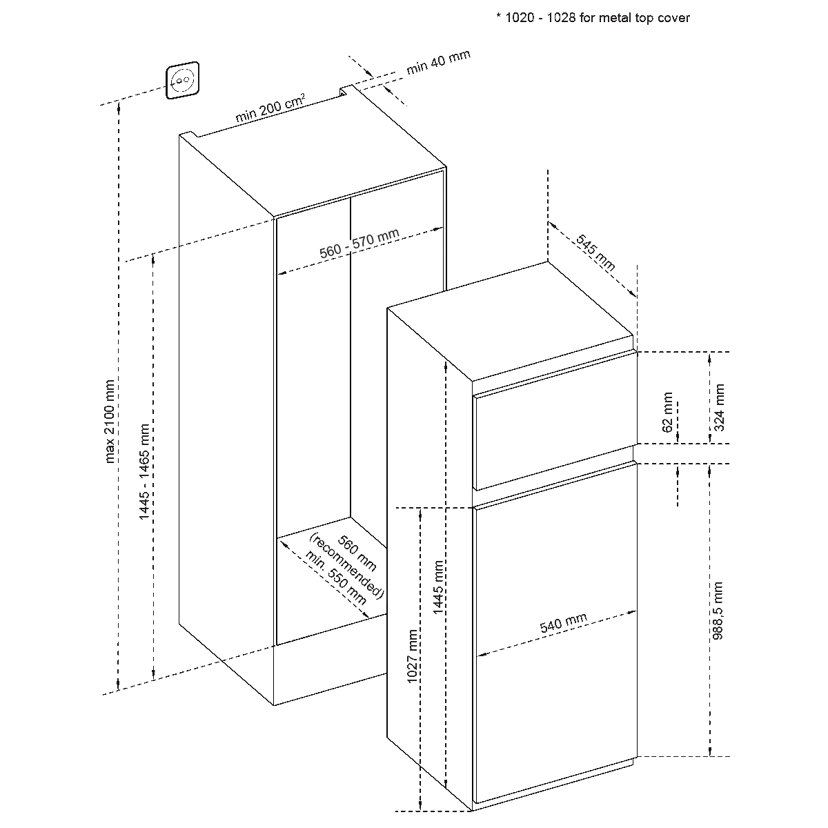 Hladilnik vgradni kombinirani IKG 2630F 